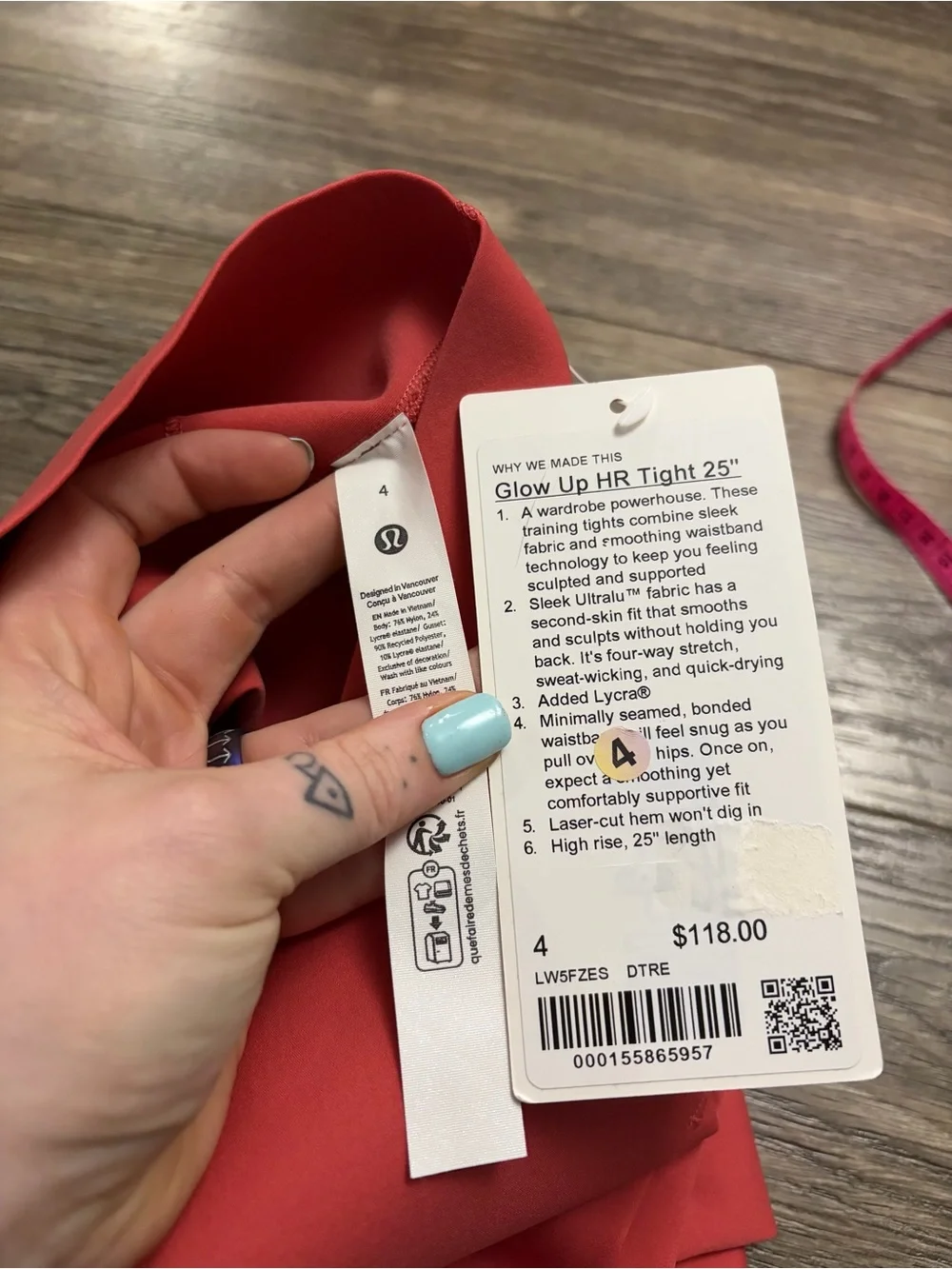 NWT Lululemon Glow Up Super-High-Rise Tight 25” (Desert Red) Size 4
